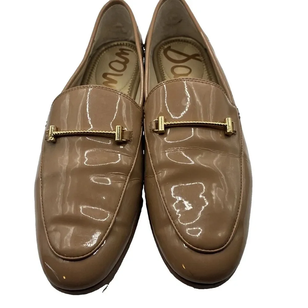 Sam Edelman Women’s Lior Loafers Tan Rosa Blush Patent Leather Size 9